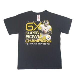 Vintage Pittsburgh Steelers 6x Super Bowl Champs‎ Graphic T-Shirt Mens M Black